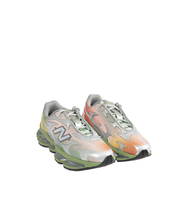 Image 2 of 5 - MULTI - NEW BALANCE ABZORB 2000 Sneaker featuring mesh upper, synthetic overlays, textile lining, rubber outsole, layered panel construction, ABZORB cushioning, sculpted midsole design, logo on tongue, New Balance branding on side and rubber outsole with grip.