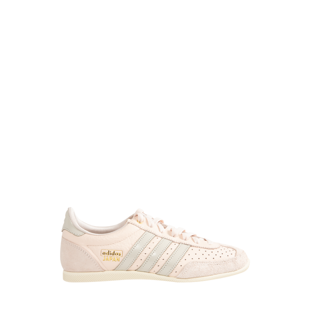 Image 1 of 5 - PINK - Adidas Women's Japan Sneaker featuring original low-profile design, double-stitched T-toe, regular fit, lace closure, tumbled perforated leather upper, textile lining and rubber outsole. Made in Vietnam.