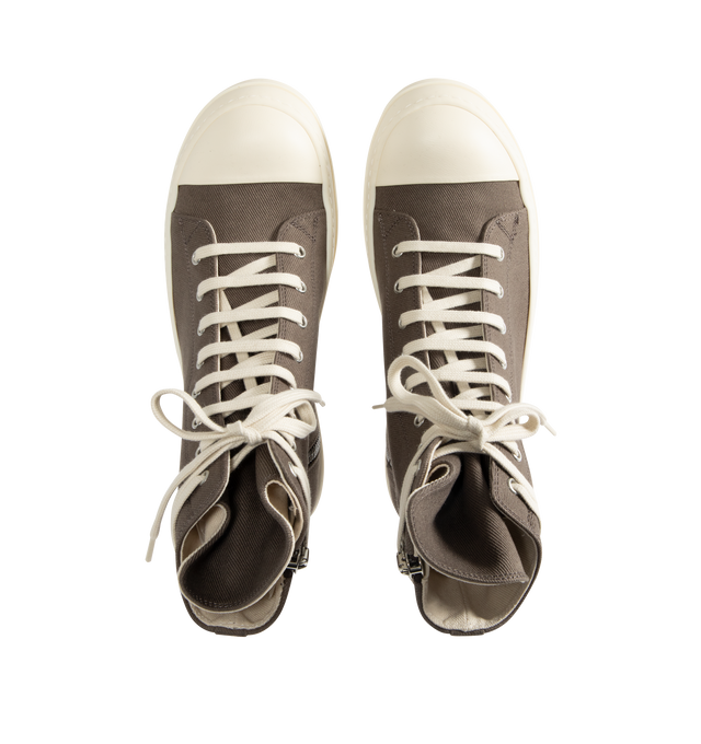 Image 5 of 5 - BROWN - DRKSHDW High Top Sneaks Sneakers featuring canvas trainers, exposed zip fastening at side, high-top, round contrast toe, tonal laces, contrast chunky sole and contrast toe cap. 100% canvas. Rubber sole. Made in Italy.  