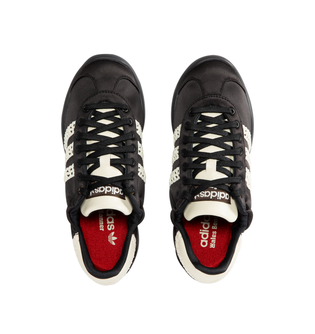 Image 5 of 5 - BLACK - ADIDAS X WALES BONNER Karintha Lo Satin Sneaker featuring contrast corded stripe at sides, elastic top, removable insole, lace-up closure, round toe and rubber sole.