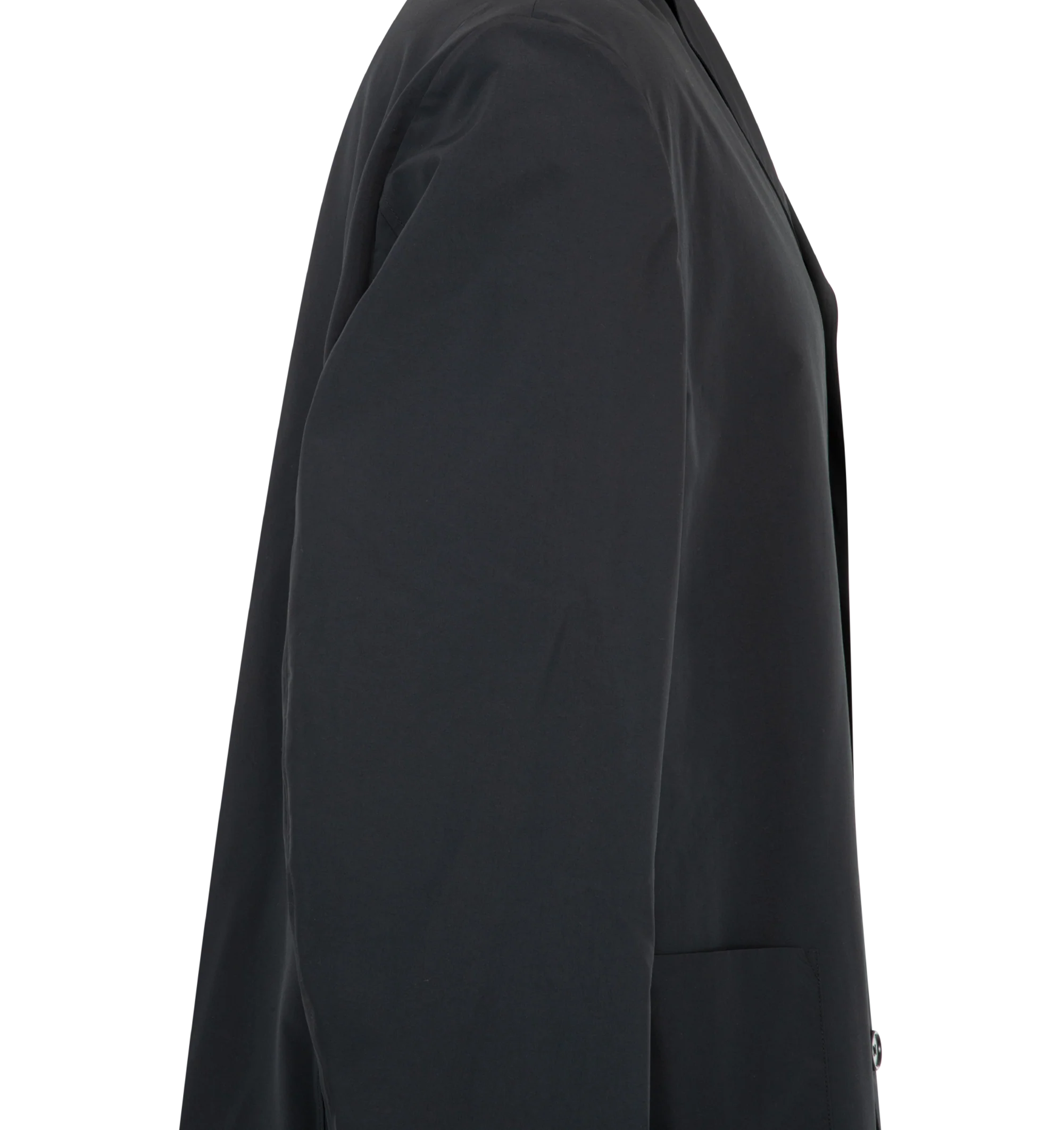 Image 3 of 3 - BLACK - Jil Sander Mens Sport Jacket is a Single-Breasted Tailored Jacket is crafted from lightweight technical fabric. Features a relaxed fit, notched lapels, button-front closure, long sleeves, two front patch pockets, and a straight hem. Main Material: 100% Polyester. Made in Italy.