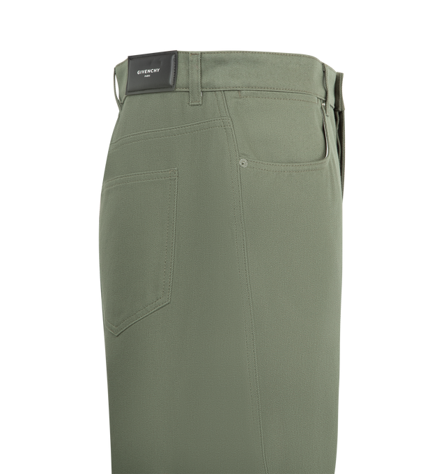Image 3 of 3 - GREEN - GIVENCHY Couture Seam Pant featuring button and zipped closure, two front pockets, two back pockets, couture seams for a rounded proportion and relaxed fit. Made in Italy. 