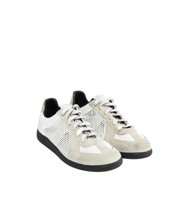 Image 2 of 5 - GREY - MAISON MARGIELA High Quality Luxury Sneaker featuring mesh panels, panelled design, cotton, lace-up fastening, round toe and rubber sole. 