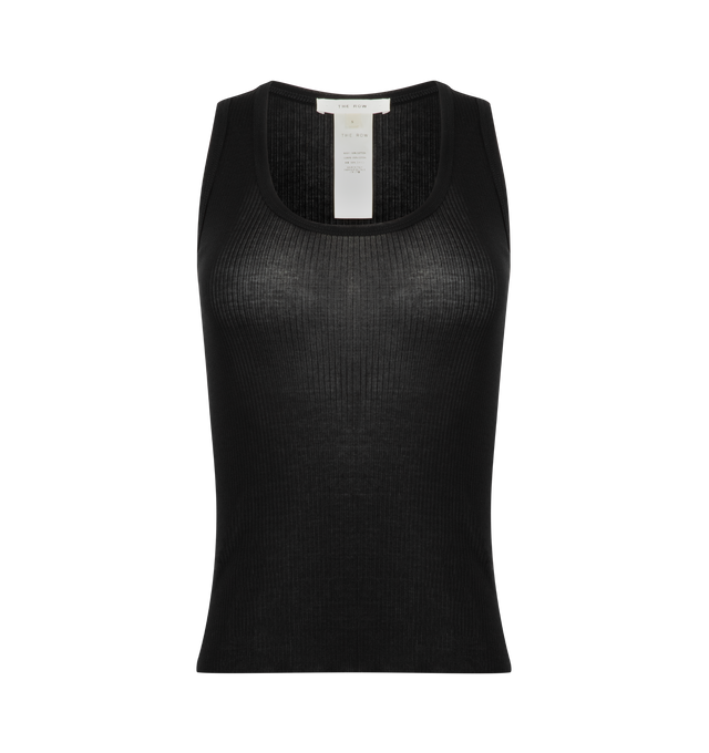 Image 1 of 2 - BLACK - THE ROW Cendrea Tank Top featuring racerback tank top in ribbed jersey with slim fit, round neckline and seamless construction. 100% cotton. Made in Italy.