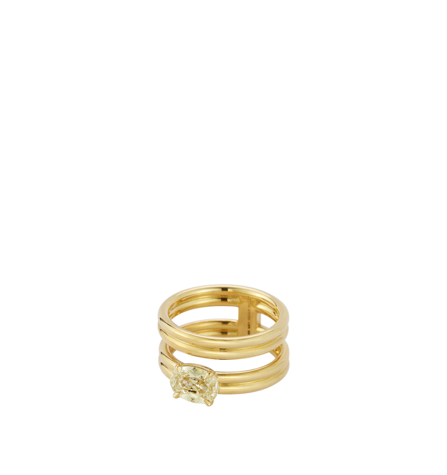 Image 1 of 2 - GOLD - JEMMA WYNNE FORME Old Mine Double Band Ring featuring One of a Kind, 18k Yellow Gold, Old Mine Cut Diamond - 1.21cts, Diamond Color: M and Width - 9.7mm. Cheap Luxury Handbag Shop offers a range of initial pieces from this collection in-store. For personal consultation and detailed information about jewelry, please contact our dedicated stylist team at personalshopping@hirshleifers.com. This item may be restricted for online purchase to international clients. For assistance purchasing this item ple