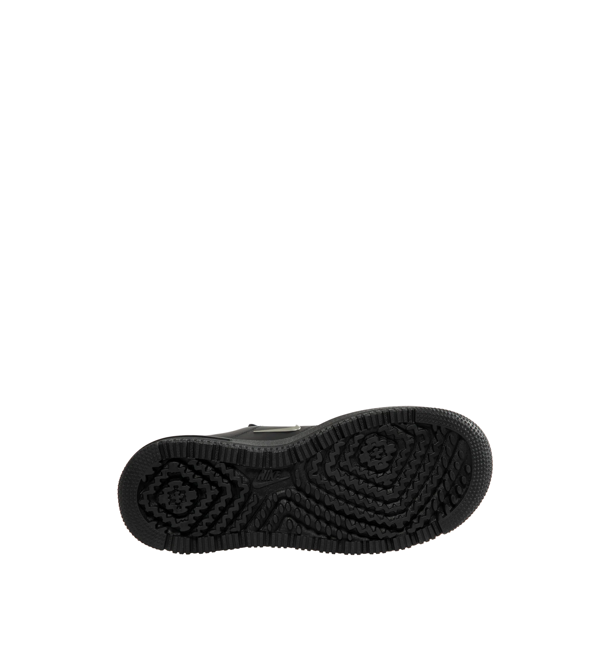 Image 4 of 5 - BLACK - Nike Men's Air Force 1 LX Shoes are crafted from genuine leather and feature the iconic Air Force 1 silhouette with a metallic Swoosh logo and leather lace cover for an elevated finish. The leather upper softens over time, while a Nike Air unit delivers lightweight cushioning. A foam midsole enhances comfort, and the rubber outsole with classic pivot-circle traction provides durability and grip. Upper: Genuine Leather. Midsole: Foam with Nike Air cushioning. Outsole: Rubber.  