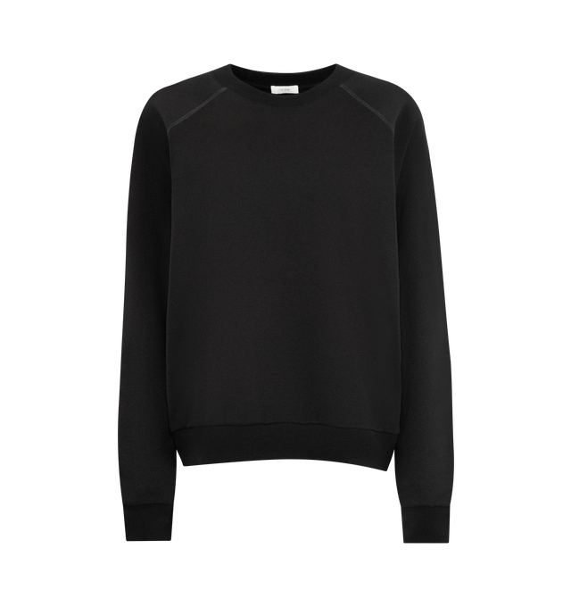 Image 1 of 2 - BLACK - THE ROW Eulalia Sweatshirt featuring classic crewneck sweatshirt in cashmere and cotton French terry with regular fit, raglan sleeves, and ribbed neckline, cuffs, and hem. 84% cotton, 16% cashmere. Made in Italy.