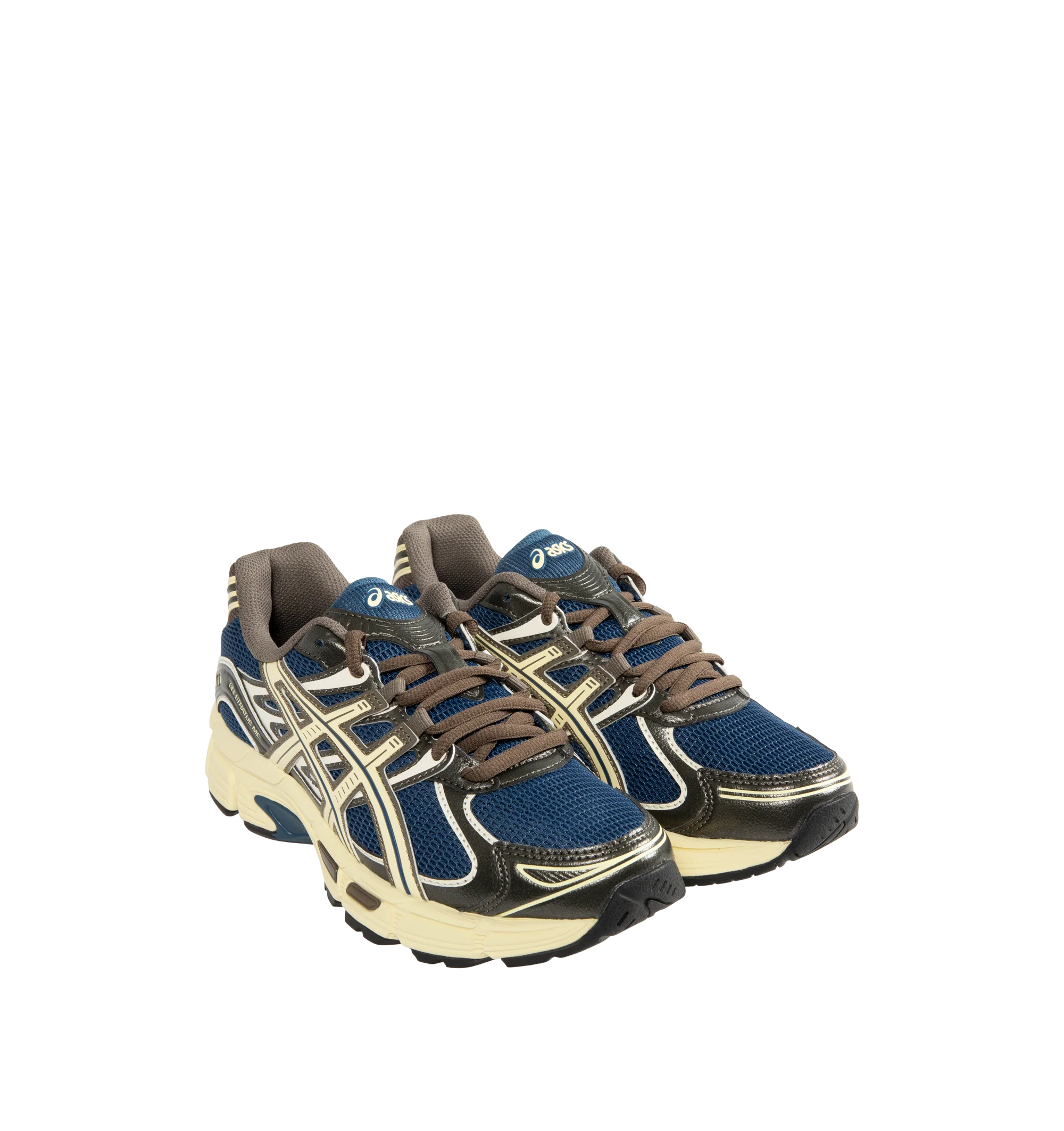 Image 2 of 5 - BLUE - ASICS Mens GEL-STRATUS MC Sneakers feature a breathable air mesh upper with synthetic leather overlays inspired by the GEL-STRATUS 4 running shoe. Designed with rearfoot GEL technology for enhanced cushioning, a GEL-JOG MC-inspired midsole, lace-up closure, and a durable rubber outsole. Upper: Air Mesh and Synthetic Leather; Midsole: Rearfoot GEL Technology; Outsole: Rubber. Imported