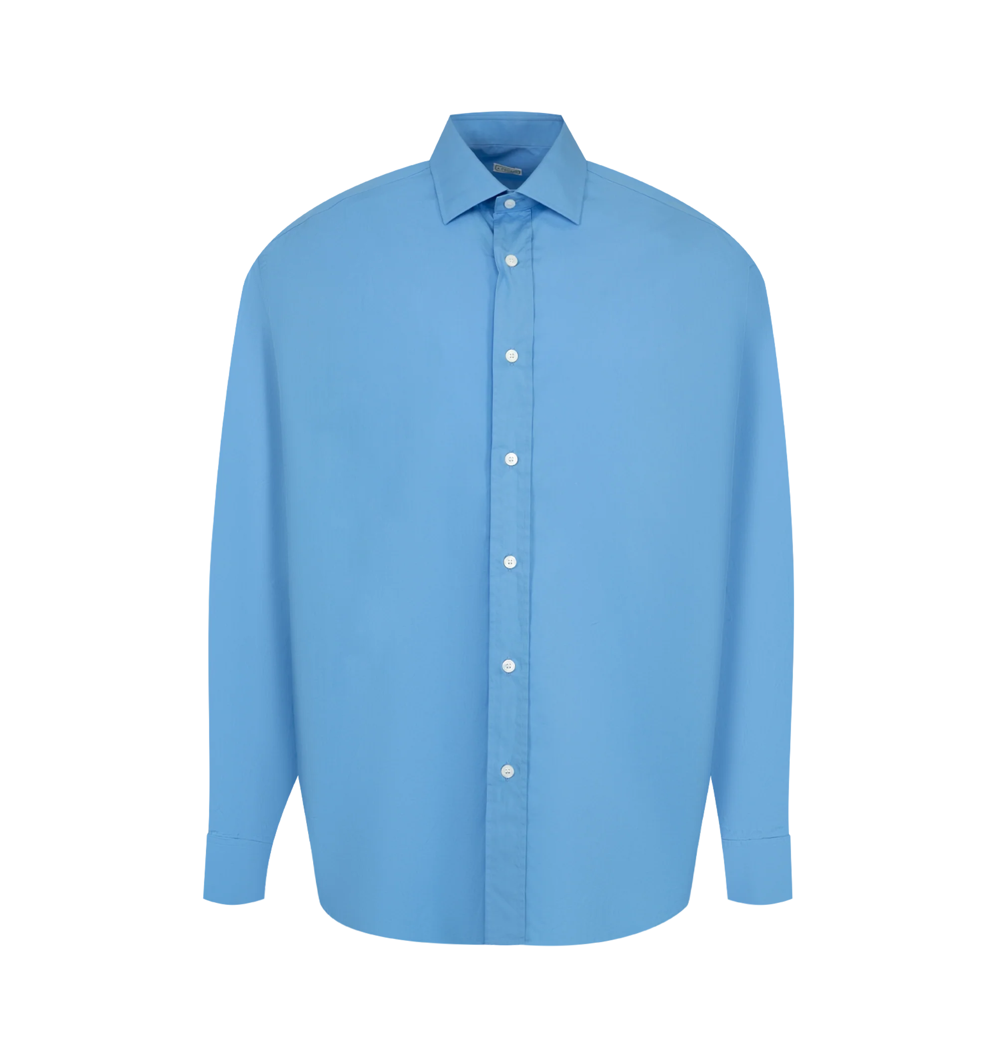 Image 1 of 2 - BLUE - A.Presse Men's Spread Collar Shirt is crafted from cotton and features a regular-fit silhouette with a classic spread collar. Designed with a clean, timeless construction that reflects the brand's understated approach to everyday tailoring. Main Material: 100% Cotton.
