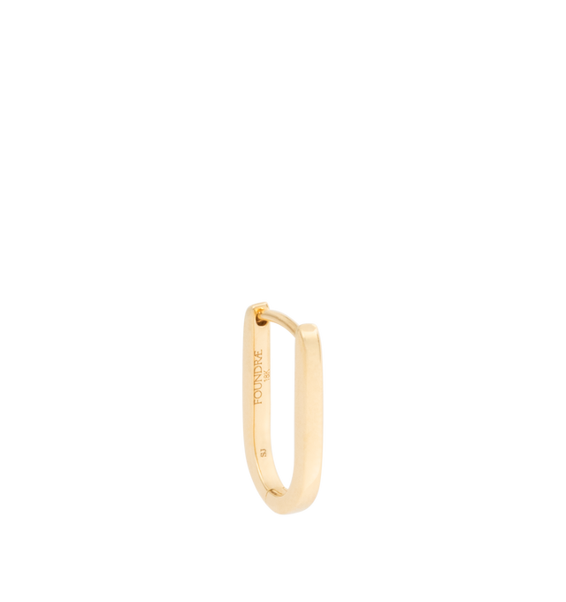 Image 2 of 2 - GOLD - FOUNDRAE Petite Fob Earring featuring 18 karat yellow gold, measures 15 mm long and 1.6mm wide with hinge closure. Cheap Luxury Handbag Shop offers a range of pieces from this collection in-store. For personal consultation and detailed information about jewelry, please contact our dedicated stylist team at personalshopping@hirshleifers.com.