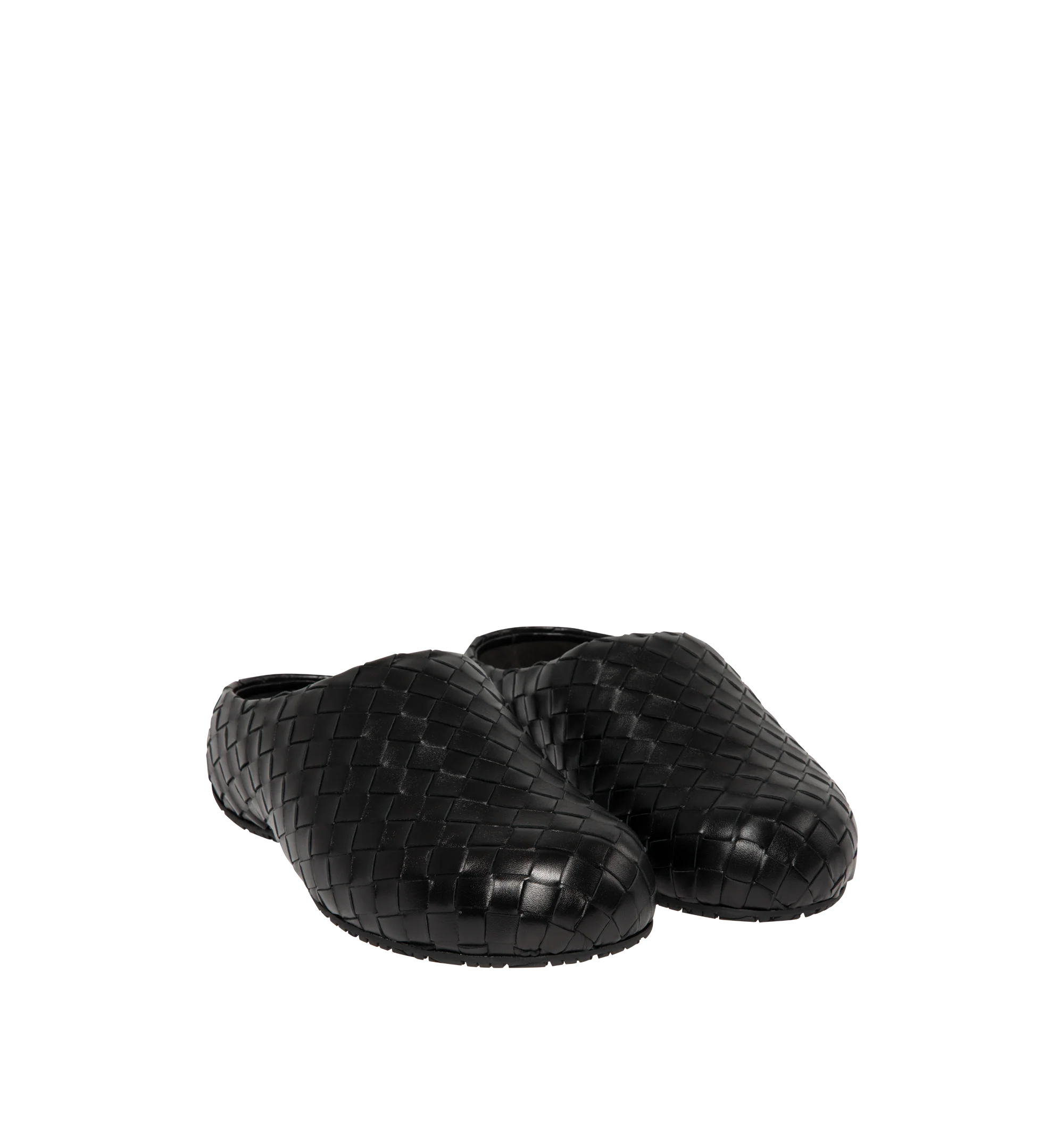 Image 2 of 4 - BLACK - Bottega Veneta Mens Slip-on mule is crafted from a woven Intrecciato leather, leather lining, and durable outsole. Upper: Leather; Lining: Calfskin; Outsole: Rubber. Made in Italy.