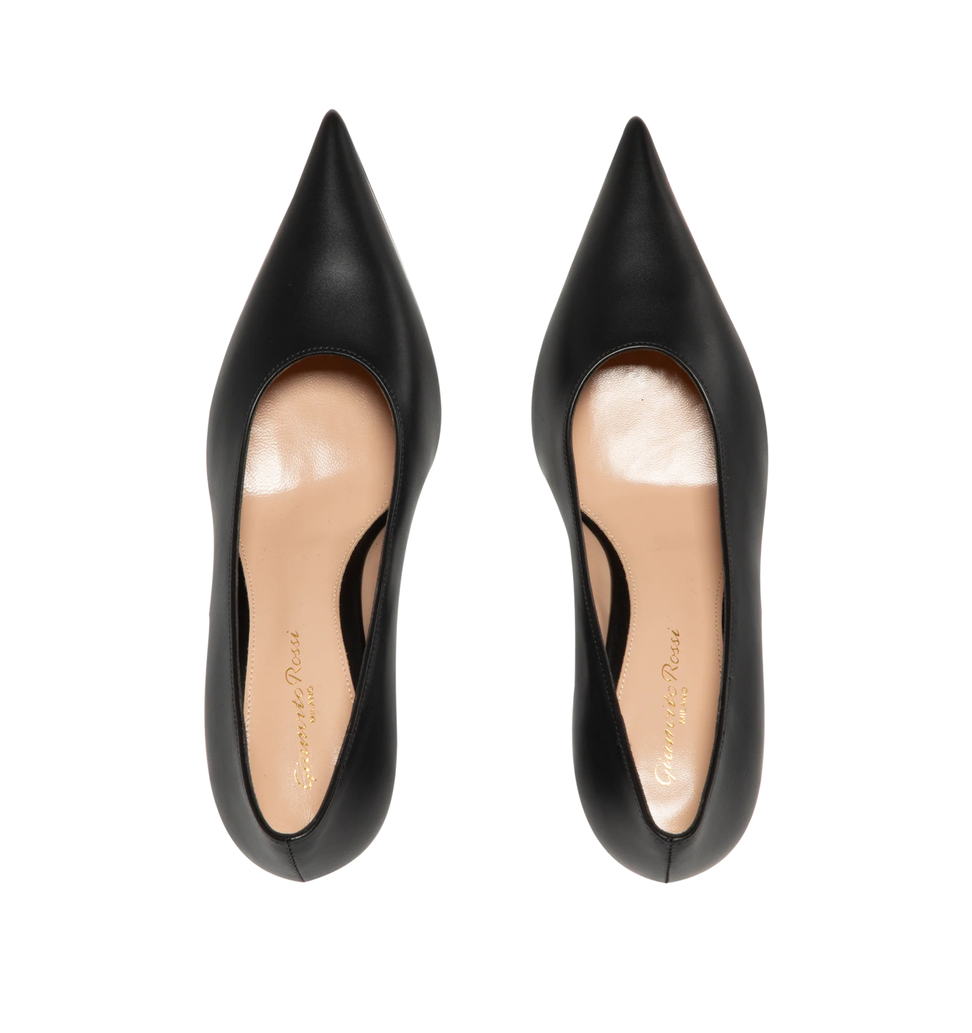 Image 4 of 4 - BLACK - Gianvito Rossi Womens Sofia Pumps are crafted from calf leather. Feature a pointed toe, signature Sofia sculptural heel, and leather sole. Heel Height: 7 cm. Main Material: Calf Leather; Sole: Leather. Handmade in Italy.