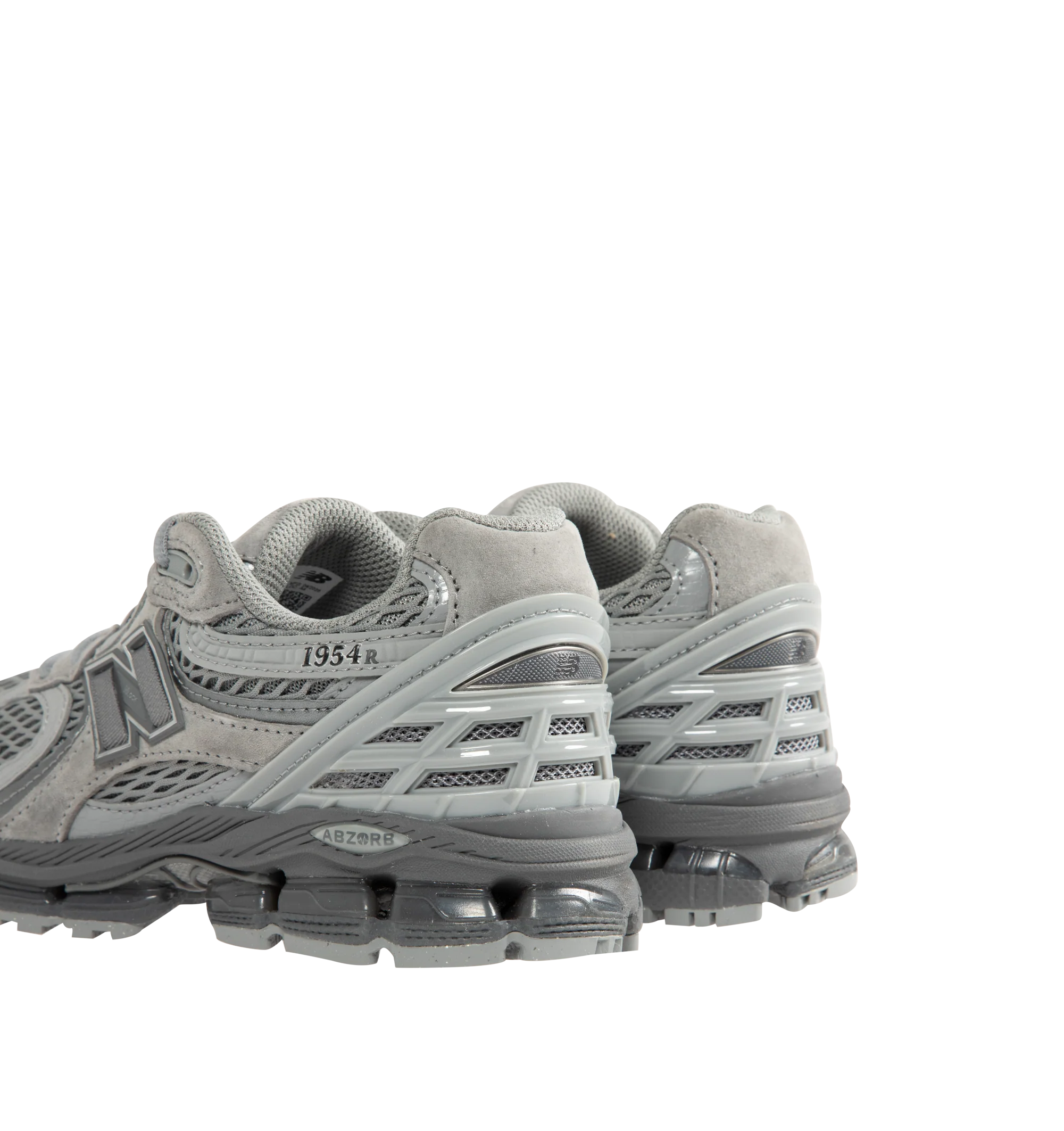 Image 3 of 5 - GREY - New Balance 1954R Unisex Sneakers feature a suede and mesh upper inspired by the 2002 and 1906 models, combining breathable mesh with synthetic and pig suede overlays. ABZORB midsole cushioning absorbs impact through a combination of cushioning and compression resistance, while a traditional lace-up closure provides an adjustable fit. Upper: Synthetic, Mesh, and Pig Suede.