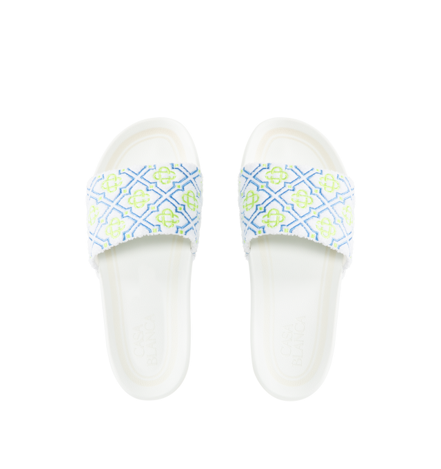 Image 4 of 4 - GREEN - CASABLANCA Monogram Pool Slides featuring monogram towelling fabric, diamond monogram on its uppers and padded rubber soles. 100% polyester. Made in Portugal.