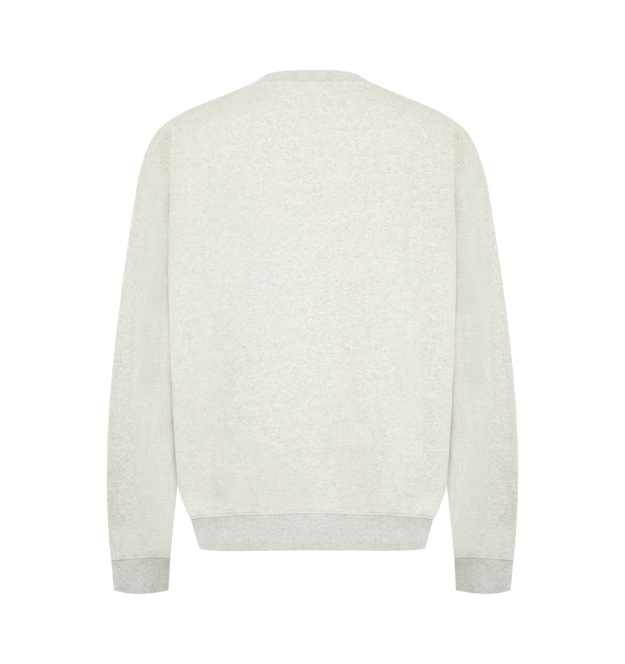 Image 2 of 2 - GREY - Maison Margiela Men's Double-Layer Cotton Sweatshirt is crafted from cotton in a double-layer construction and features a relaxed, slightly oversized silhouette, a classic crew neckline, long sleeves, ribbed cuffs, a raw hem, and the signature four white stitches at the back. This designer cotton sweatshirt combines minimalist craftsmanship with elevated layering for everyday wear. Main Material: 100% Cotton. Made in Italy.