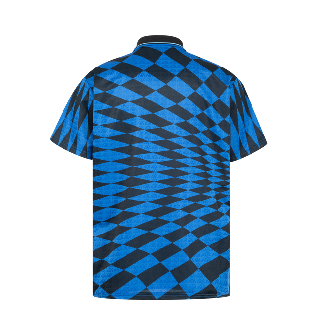 Image 2 of 3 - BLUE - ADIDAS x Argentina x Thrasher Jersey featuring regular fit, knit construction, short sleeves, collar, logo on front and print throughout. 100% polyester. Made in Thailand.