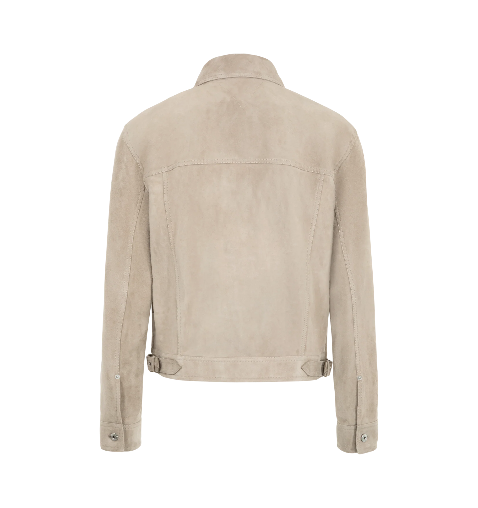 Image 2 of 2 - NEUTRAL - Bottega Veneta Men's Full-Grain Suede Jacket is crafted from supple full-grain suede and features a front zip closure, an unlined interior, and a regular-fit silhouette. This designer suede jacket combines minimalist Italian craftsmanship with a timeless silhouette for elevated everyday layering. Main Material: Full-Grain Suede Leather. Made in Italy. 