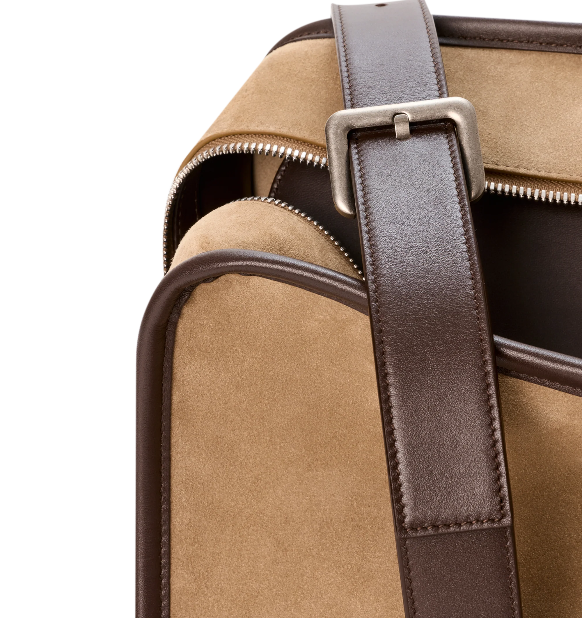 Image 16 of 16 - BROWN - Loewe Mens Amazona 180 XL Bag is crafted from suede with soft calfskin details. Features a relaxed silhouette, single toron top handle, removable shoulder handle, adjustable crossbody strap, zip closure with two leather pullers, two compartments with concealed magnetic closure, interior flat pocket, side D-ring, suede and nappa lambskin lining, palladium-tone hardware, and embossed LOEWE and Double L branding. Dimensions: 40 31 16 cm; Strap Length: 105133 cm; Strap Drop: 4761 cm;