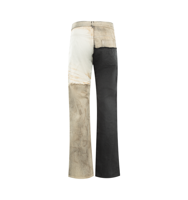 Image 2 of 4 - BROWN - DRKSHDW Fog Out Pants featuring a relaxed cut, contrasting legs crafted in a panelled construction, 5 pocket style and button zip closure. 100% cotton.