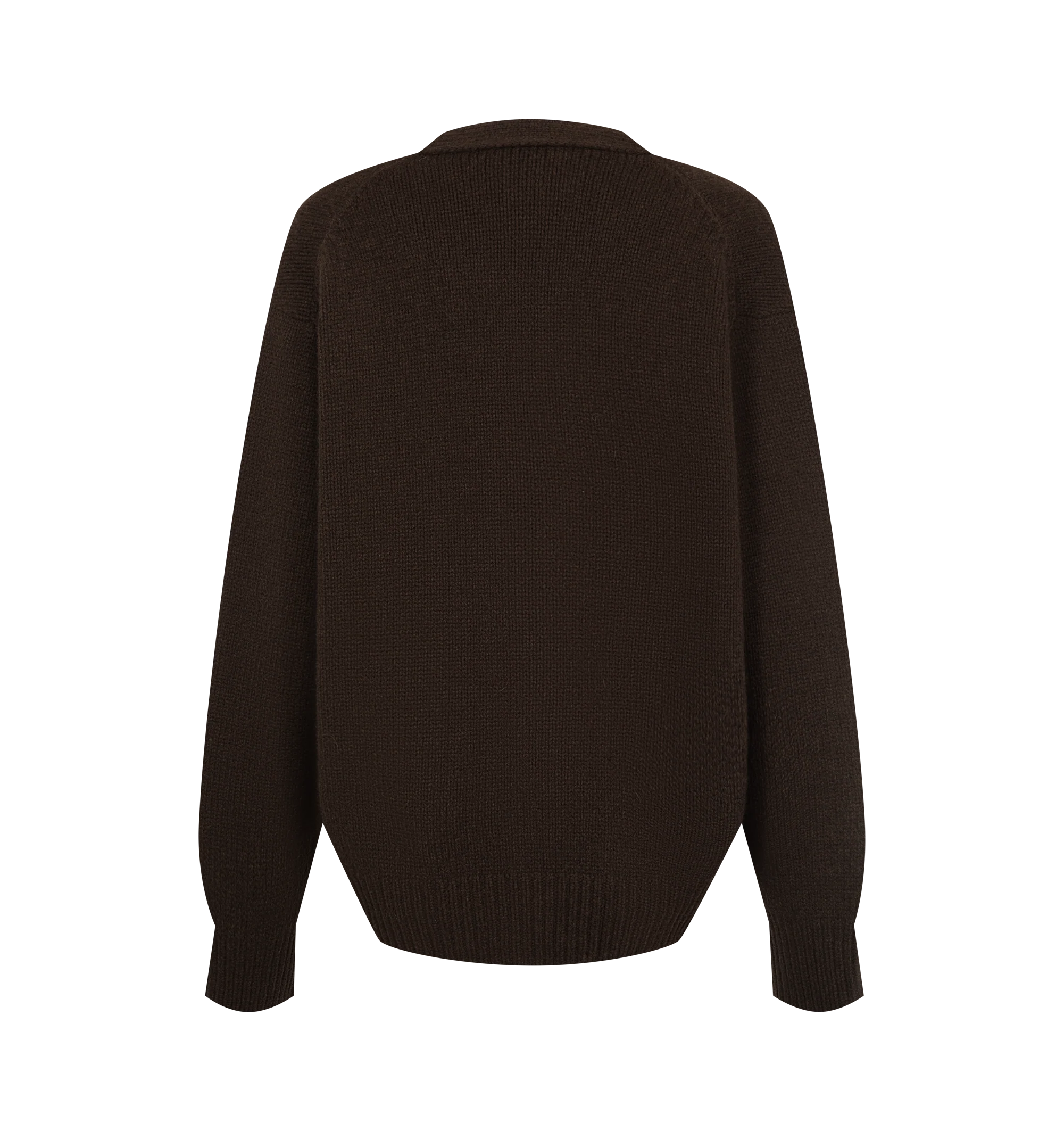 Image 2 of 2 - BROWN - The Row Women's Pranavi Cardigan is crafted from textured cashmere and features a slightly oversized silhouette with a classic V-neckline, front button closure, and ribbed trims at the neckline, cuffs, and hem. This designer cashmere cardigan combines exceptional Italian craftsmanship with rich three-ply cashmere yarn for luxurious warmth, depth, and softness, creating a timeless layering piece with effortless sophistication. Main Material: 100% Cashmere. Made in Italy. 