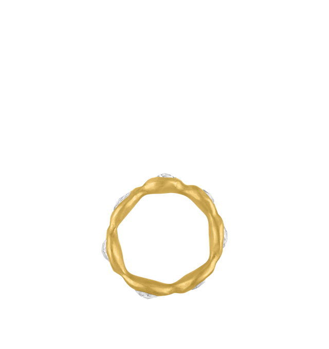 Image 3 of 3 - GOLD - PROUNIS Diamond Breccia Ring featuring a multi-stone ring broken up with smooth and rounded gold with faceted diamonds that sit in a natural setting. Diamond, 22K gold. 9mm wide. Cheap Luxury Handbag Shop offers a range of pieces from this collection in-store. For personal consultation and detailed information about jewelry, please contact our dedicated stylist team at personalshopping@hirshleifers.com. This item may be restricted for online purchase to international clients. For assistance purchas 