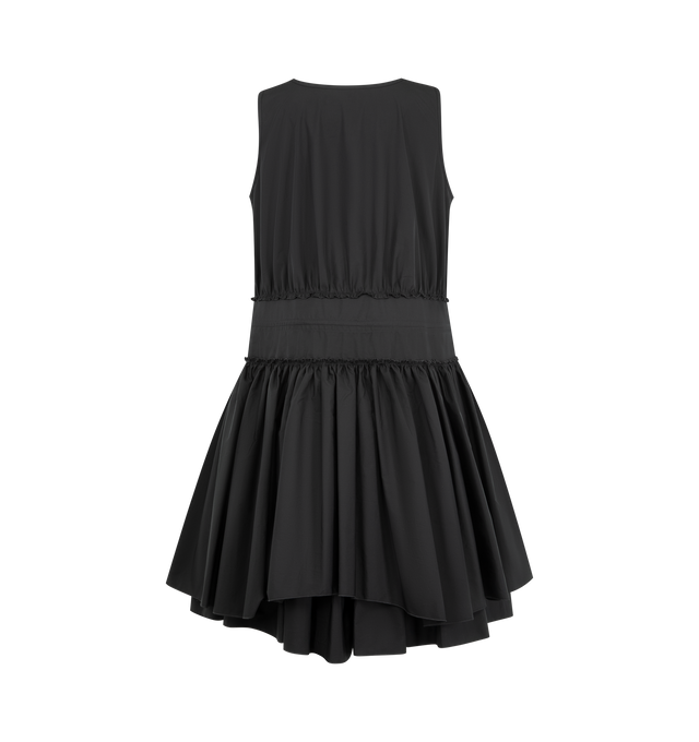 Image 2 of 2 - BLACK - LOEWE PAULA'S IBIZA Dress in lightweight cotton poplin featuring a layered construction, gathered waist with polish glass-effect Anagram pebble, regular fit, short length, round neck, drawstring waist and anagram embroidery placed at the front. Cotton. Made in Spain.