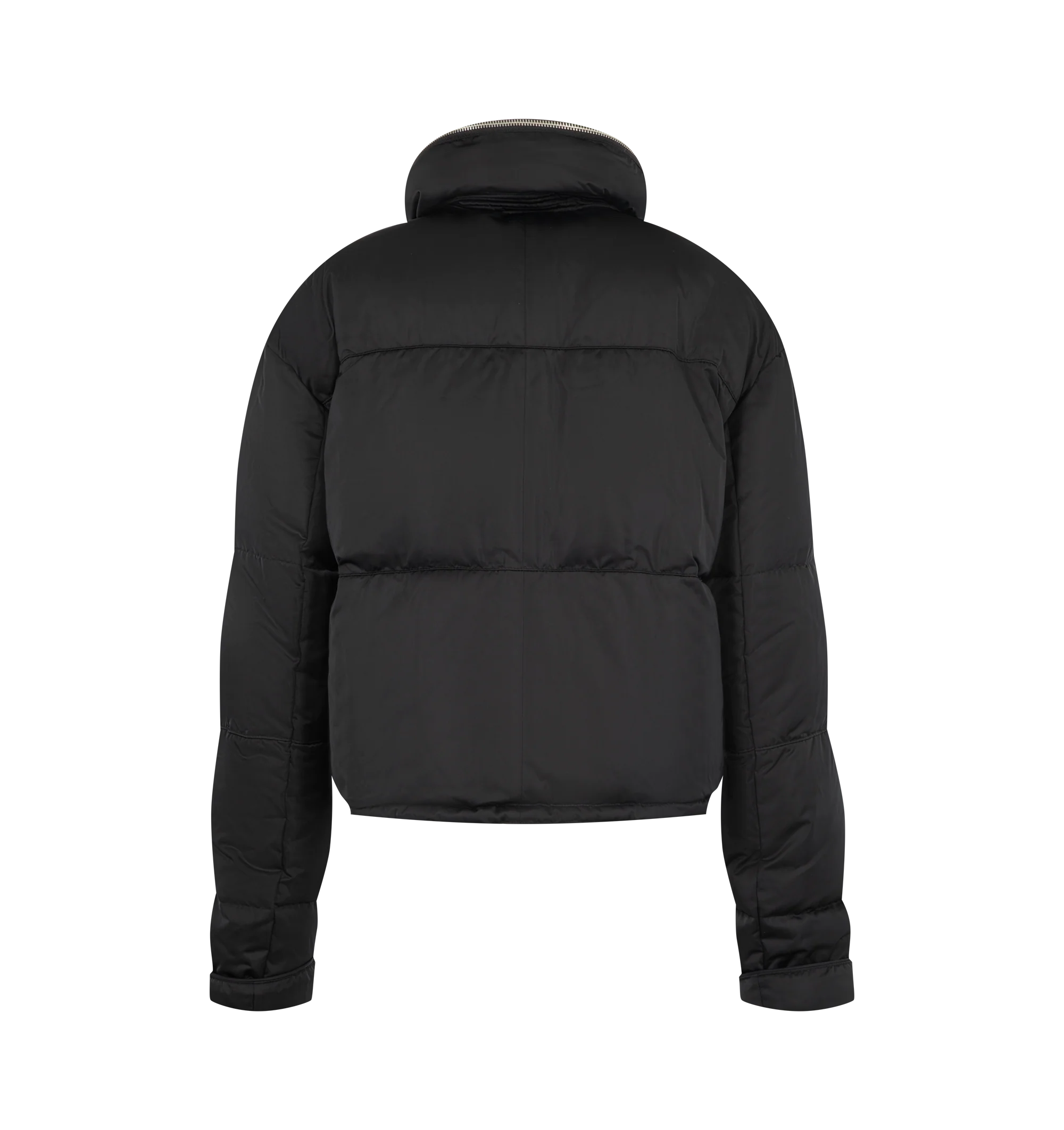 Image 2 of 3 - BLACK - Isabel Marant Women's Rilja Down Jacket is crafted from black technical fabric and features a boxy, hip-length silhouette with dropped shoulders, relaxed sleeves, horizontal quilting, and a full-length metal zipper closure. Main Material: 100% Polyester. Lining: 100% Polyester. Filling: 90% Down, 10% Feathers.