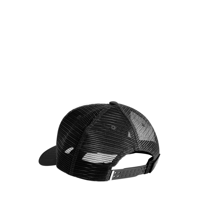 Image 2 of 3 - BLACK - AMIRI Eagle Trucker Hat featuring adjustable back straps, front graphic and mesh back panel. 100% polyester. 