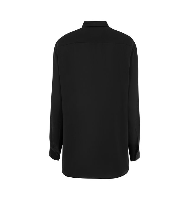 Image 2 of 2 - BLACK - BALENCIAGA Scarf Shirt featuring silk georgette, shirt collar with scarf-inspired long panels, 6 button front, long sleeves, buttoned cuffs and rounded hem. 100% silk. Made in Italy.