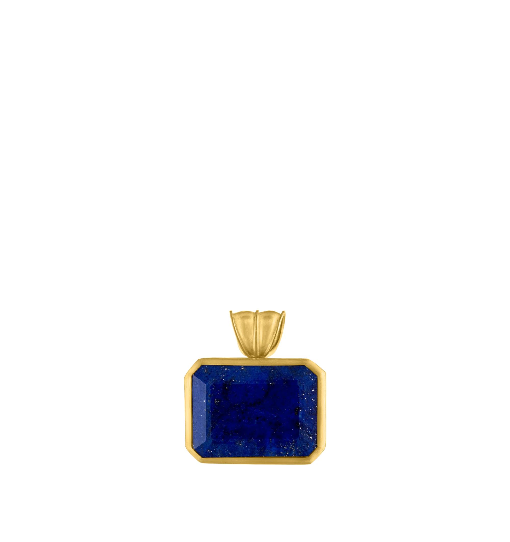 Image 1 of 3 - BLUE - Prounis Lapis Pendant is handcrafted from 22K yellow gold and features a sculptural lapis stone set within a polished gold box setting. Handmade in New York. For personal consultation and detailed information about jewelry, please contact our dedicated stylist team at personalshopping@hirshleifers.com.This item may be restricted for online purchase to international clients. For assistance purchasing this item please contact our dedicated stylist team at personalshopping@hirshleifers.co