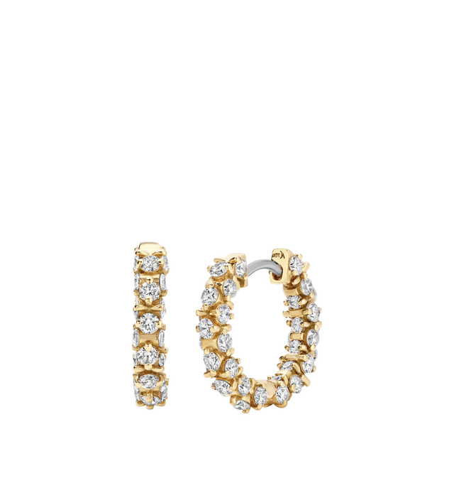 Image 2 of 2 - GOLD - OX Exo Hoops featuring natural diamonds flanked on all four sides and 18K yellow gold. Measurements: 15 mm x 2.8mm. Total Carat Weight: 1.73 tcw. Quality: E/F-VS natural diamonds. Shape: Round Brilliant. Cheap Luxury Handbag Shop offers a range of initial pieces from this collection in-store. For personal consultation and detailed information about jewelry, please contact our dedicated stylist team at personalshopping@hirshleifers.com.This item may be restricted for online purchase to international 