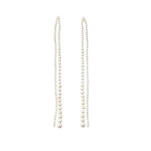 Image 1 of 2 - GOLD - SOPHIE BILLE BRAHE Promenade De Perles Par Earrings are a duster style with two freshwater pearl strands in decreasing size. 14K yellow gold. Handmade in Italy. For personal consultation and detailed information about jewelry, please contact our dedicated stylist team at personalshopping@hirshleifers.com.