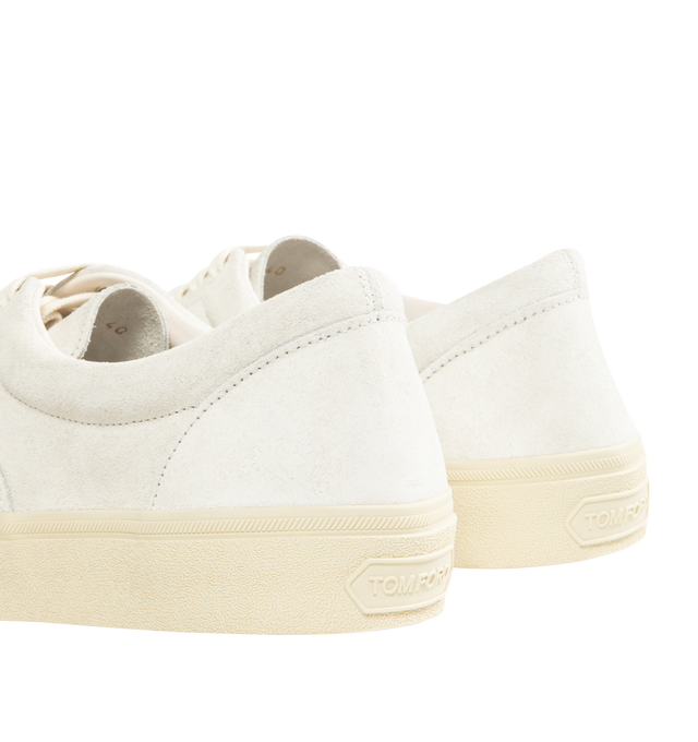 Image 3 of 5 - WHITE - TOM FORD Jude Suede Sneakers featuring round toe, lace up, suede side panels and padded collar.