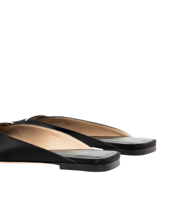 Image 3 of 4 - BLACK - TOM FORD Satin Julianne Mule featuring a pointed toe and with an iconic signature T hardware on the vamp. 68% viscose, 32% silk. Made in Italy  