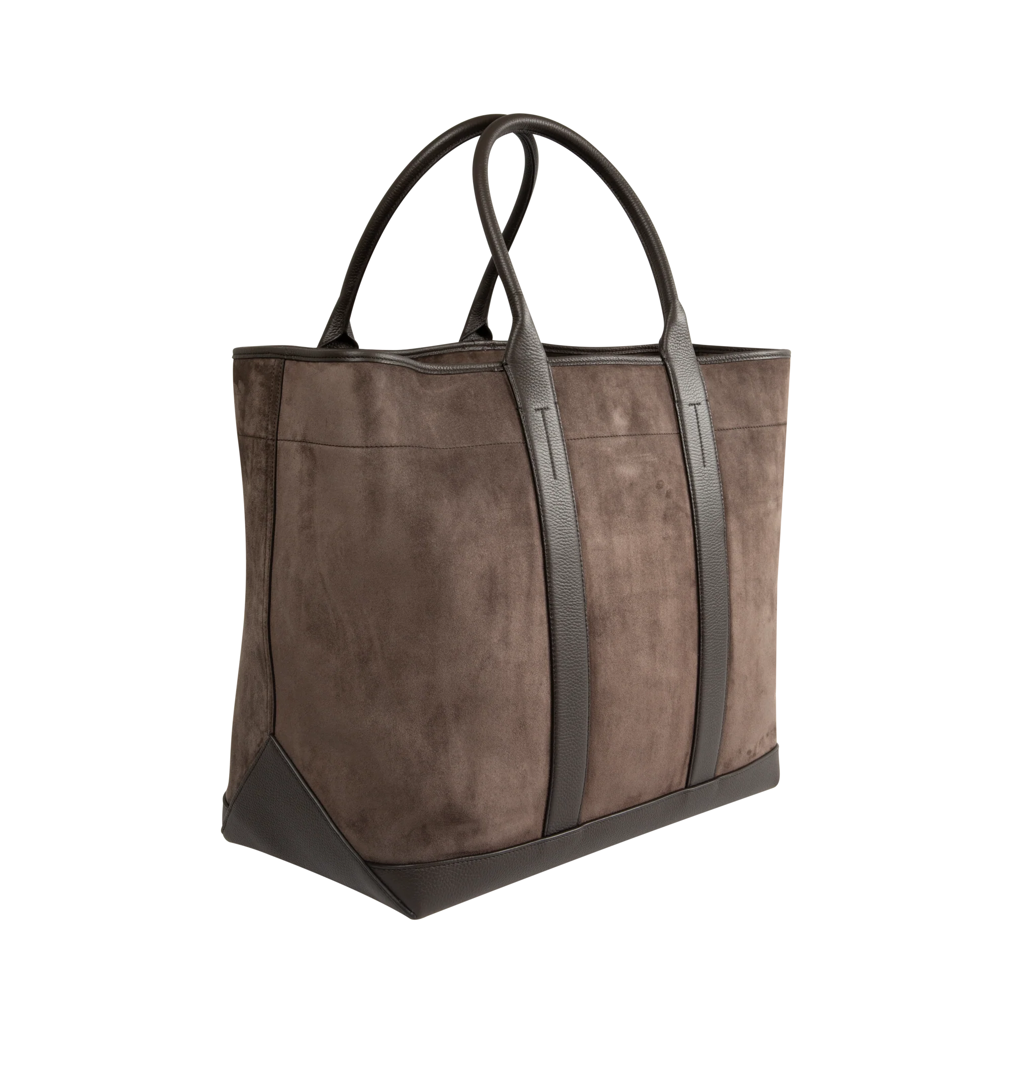 Image 2 of 3 - BROWN - Tom Ford Suede and Grain Leather Large Tote is crafted from luxurious suede and grain leather and features a spacious silhouette with top handles, refined leather trim, and an open interior for everyday organization. This designer leather tote combines timeless craftsmanship with elevated functionality for work, travel, and daily wear. Main Material: Suede and Grain Leather. Made in Italy. 