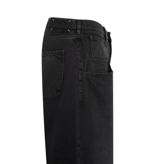 Image 3 of 3 - BLACK - MAISON MARGIELA Double Pocket Trousers featuring straight-leg cut, button fly with belt loops at the waistband, 5 pocket style, relaxed fit and four stitches at the back. 100% cotton. Made in Italy.