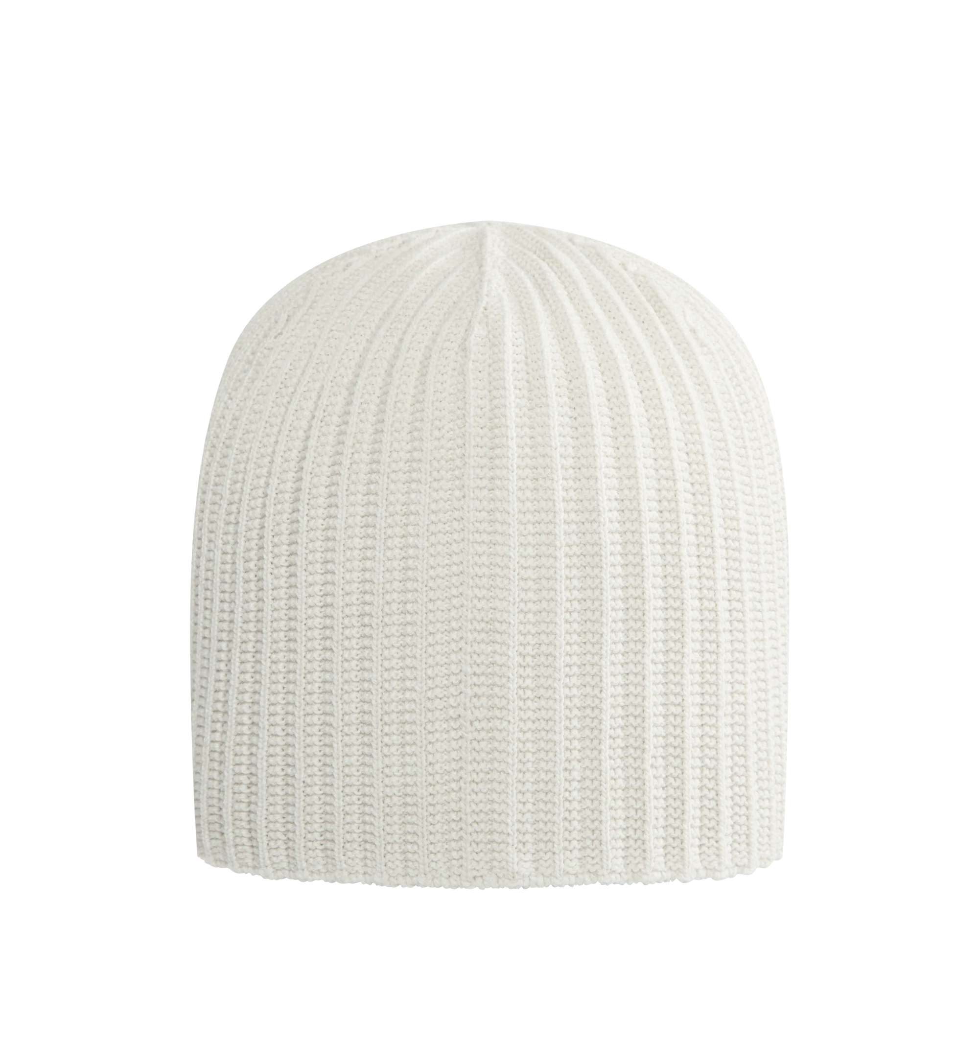 Image 1 of 2 - WHITE - ISSEY MIYAKE Penne Beanie featuring knit beanie and can be worn as a watch cap by folding up the hem. 68% polyester, 32% wool. Made In Japan.