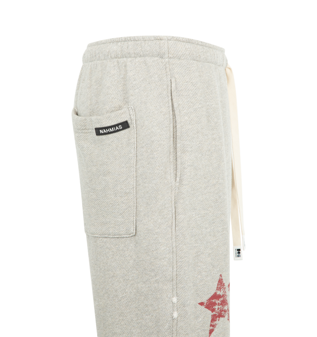 Image 3 of 3 - GREY - NAHMIAS Youth Enrichment Wide Sweatpant featuring elastic waist with drawstring, wide leg, relaxed fit, side pockets, back patch pocket and elastic hem. 100% cotton.