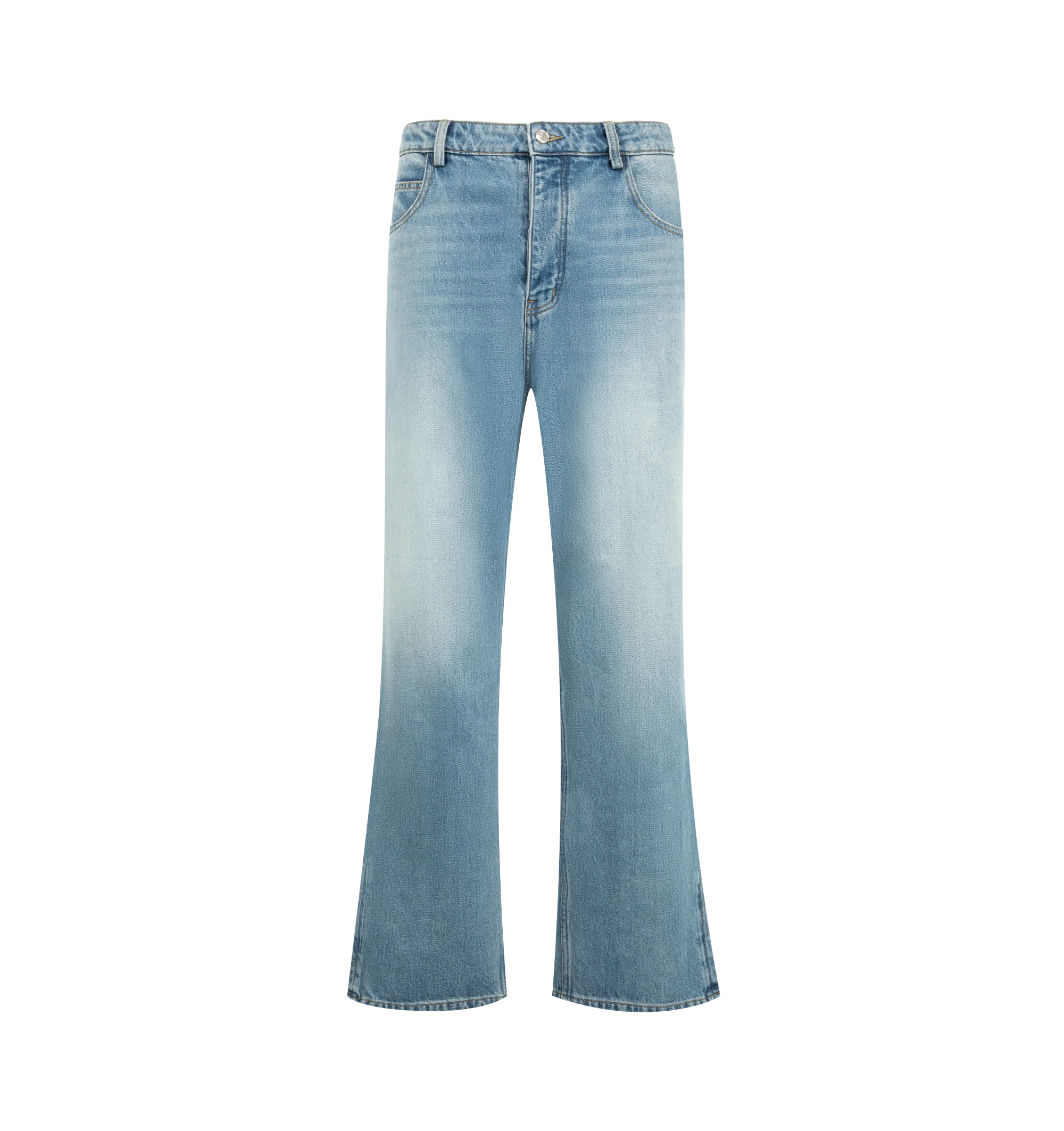 Image 1 of 4 - BLUE - Nahmias Men's Split Seam Straight Leg Jeans are crafted from 100% cotton denim and feature a classic straight-leg silhouette with distinctive split-seam detailing. Finished with a signature Summerland label at the split seam, these designer jeans reflect Nahmias' laid-back Los Angeles aesthetic with a contemporary approach to everyday denim. Main Material: 100% Cotton. Fit: Straight Leg. Detail: Summerland Label at Split Seam. Care: Machine Wash Cold. Designed in Los Angeles.
