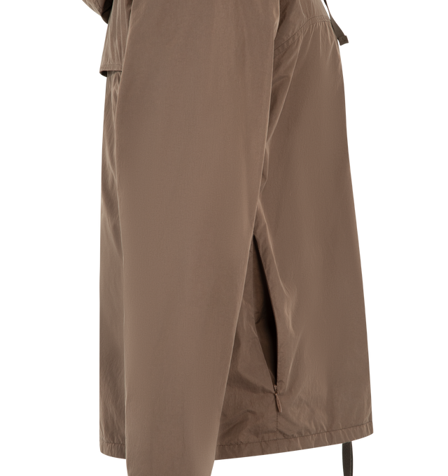 Image 3 of 3 - BROWN - THE ROW Orsin Jacket featuring zip front closure, hood with drawstring, zipped side pockets and regular fit. 100% polyamide. 