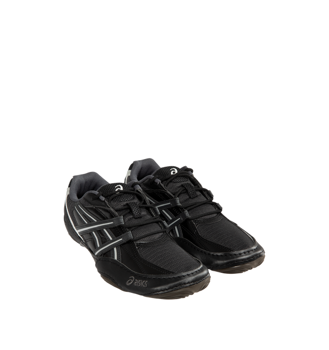 Image 2 of 5 - BLACK - ASICS Hypersync Sneaker featuring synthetic leather overlays, decorative stitching details, a low-profile, OrthoLite X-40 sockliner, OrthoLite heel cup and AHARPLUS outsole rubber.