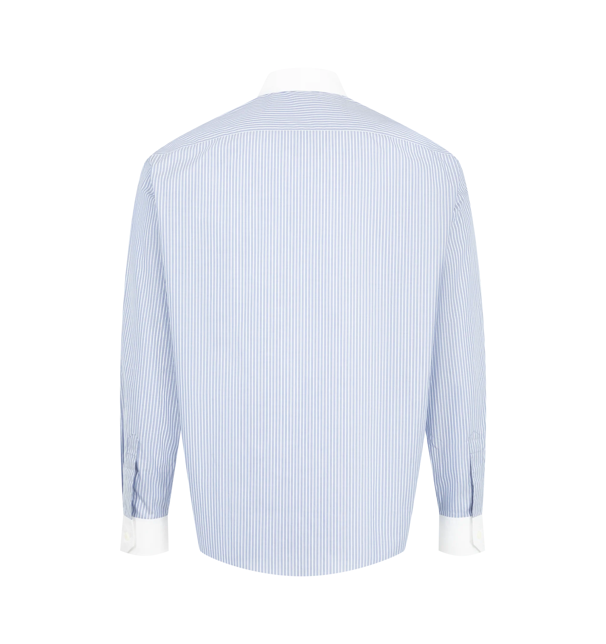 Image 2 of 2 - BLUE - Toteme Men's Shrunk Shirt is crafted from cotton poplin and features a shrunken workwear-inspired silhouette. Designed with a chest pocket, a concealed crown emblem, a point collar, and button-front closure. Main Material: 100% Cotton.
