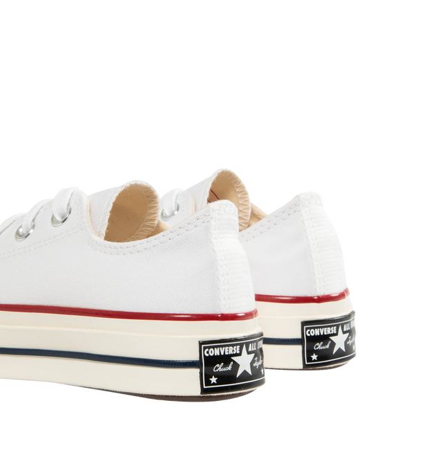 Image 3 of 5 - WHITE - Converse Chuck 70 Sneakers featuring heavyweight, durable canvas, OrthoLite cushioning, varnished, off-white midsole and toe cap and classic All Star license plate. Unisex style in Men's sizes. 