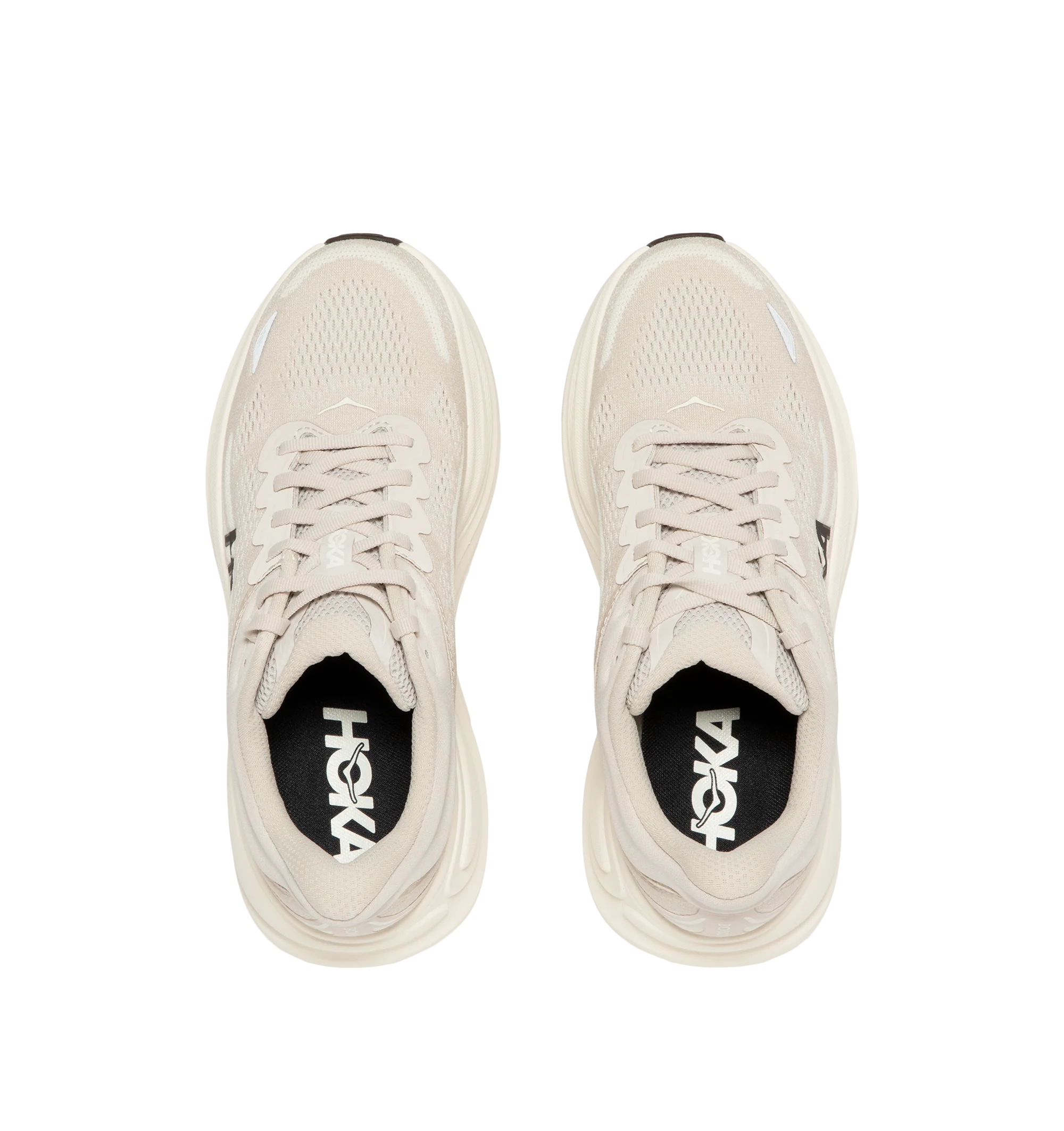 Image 5 of 5 - NEUTRAL - Hoka M Bondi 9 Sneaker featuring engineered mesh upper with rubber sole, lace-up front, foamed EVA midsole and increased stack height for maximum cushioning, zonal breathability, reflective detailing and cushioned tongue and collar. 