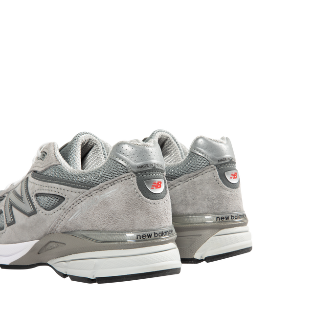 Image 3 of 5 - GREY - NEW BALANCE Made in USA 990v4 Sneaker featuring ENCAP midsole cushioning combines lightweight foam with a durable polyurethane rim, MADE in USA tongue label and lace up closure. Pig Suede/Mesh. 