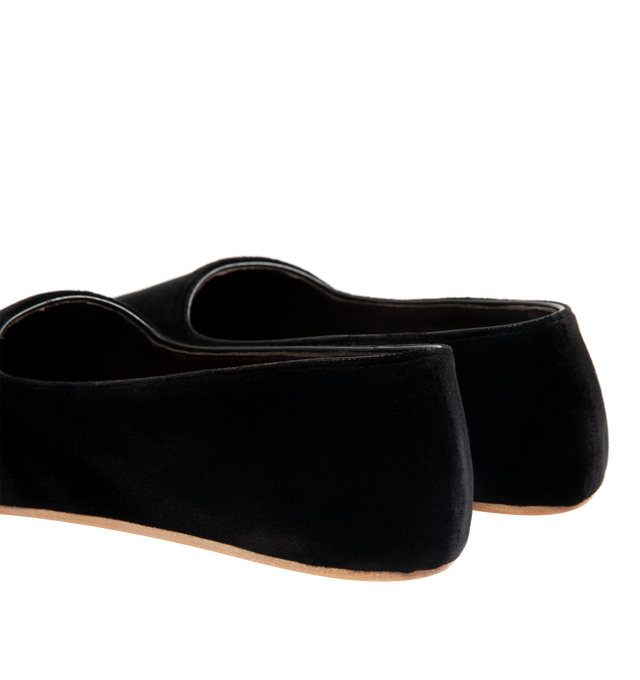 Image 3 of 4 - BLACK - THE ROW Ponti Slipper featuring minimal slip-on shoe in plush velvet with round toe, leather lining and flexible leather sole. 100% cotton. Made in Italy.