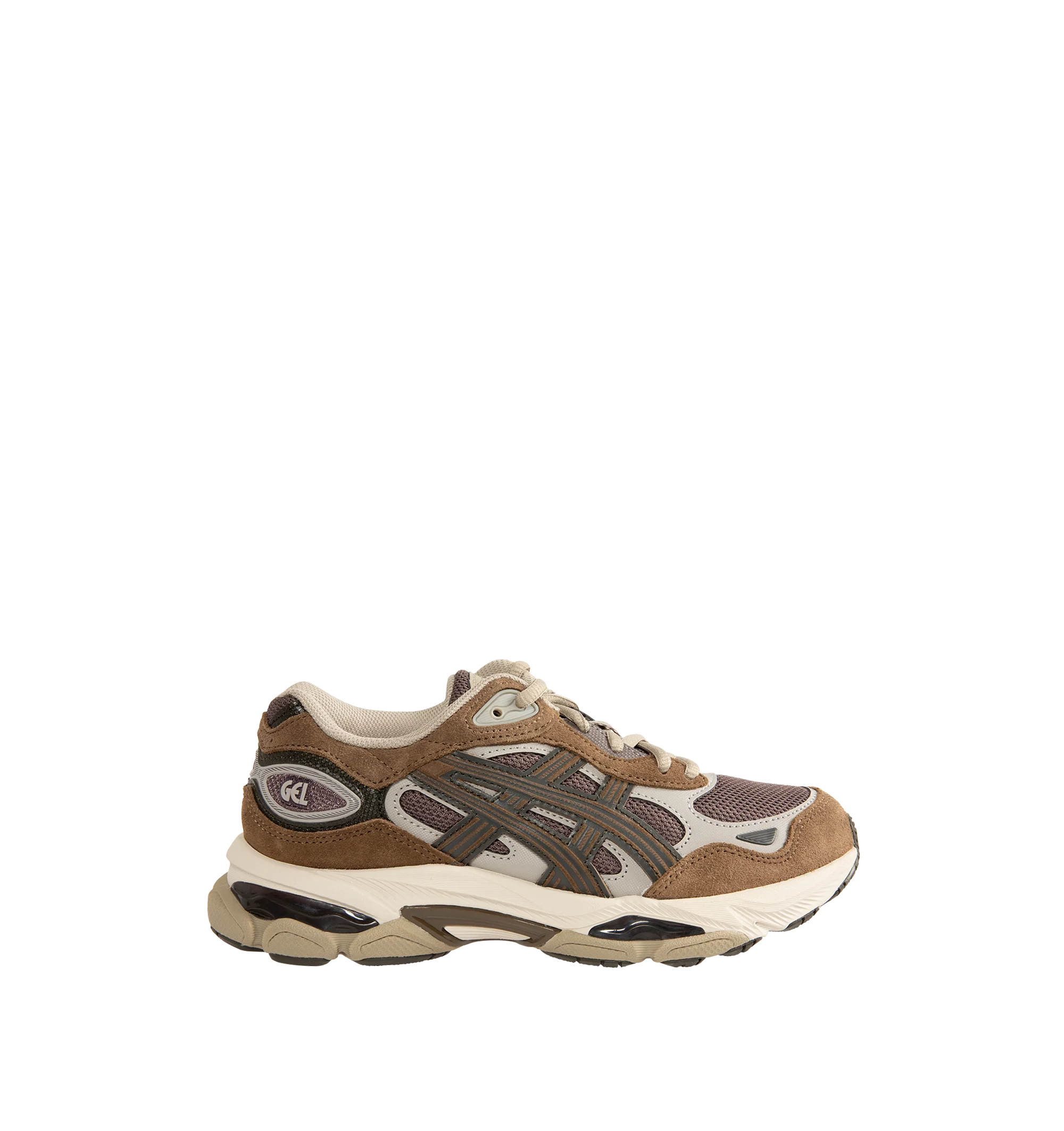 Image 1 of 5 - BROWN - ASICS GEL-NYC 2.0 Sneaker featuring suede overlays, rearfoot and forefoot GEL technology, shock-attenuating material placed in the midsole of the shoe for cushioning and shock absorption, FF BLAST PLUS cushioning, TPU TRUSSTIC technology, walking-specific flex grooves to support natural movement and smooth heel to toe transition, angled heel softens heel contact with the ground and facilitates more natural heel to toe transitions.