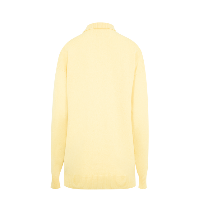 Image 2 of 2 - YELLOW - JW ANDERSON x Pringle Knit Argyle Polo Sweater featuring Scottish spun wool, a relaxed fit, Pringle's signature argyle design, rib trims, a three-button placket with horn buttons, and custom JW Anderson colouration. Made in Scotland as part of the Pringle collaboration. 100% wool. Made in United Kingdom. 