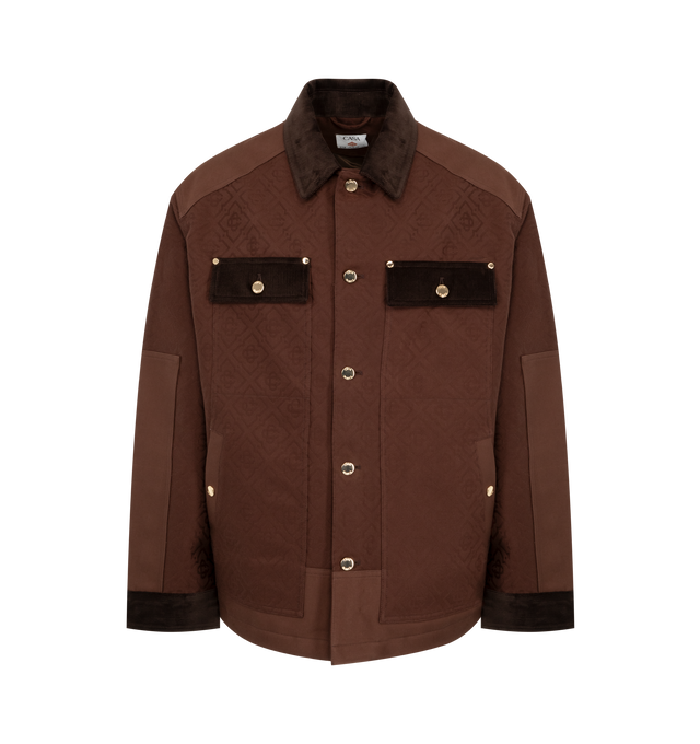 Image 1 of 3 - BROWN - CARHARTT WIP Workwear Safari Jacket featuring button closure, flap pockets at chest, welt pockets at front, button cuffs and gold buttons. 100% cotton.