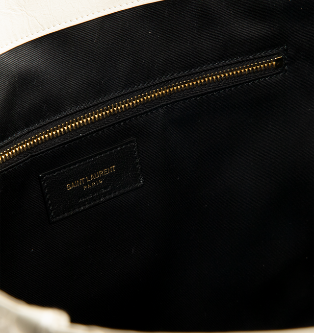 Image 3 of 3 - WHITE - SAINT LAURENT Niki Shopping Bag in vintage leather featuring vintage calfskin, chevron topstitching, cotton lining, bronze-tone hardware, magnetic snap-button closure and one zip pocket. 13" x 10.6" x 5.5". Strap drop: 10.6". Calfskin. Made in Italy.  